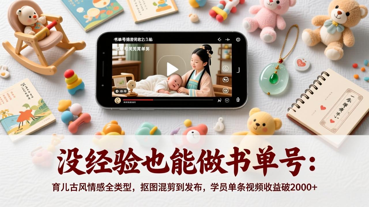 没经验也能做书单号：育儿古风情感全类型，抠图混剪到发布，学员单条视频收益破2000+-天云资源网