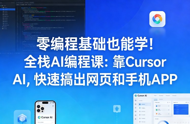 零编程基础也能学！全栈AI编程课：靠Cursor AI，快速搞出网页和手机APP-天云资源网