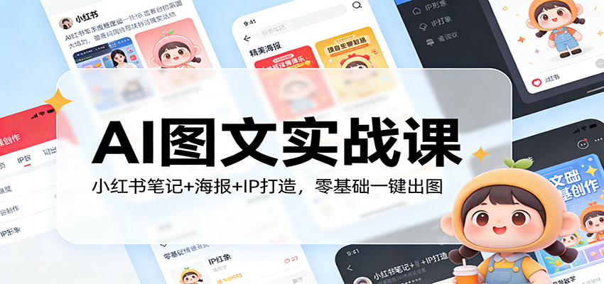 AI图文实战课：小红书笔记+海报+IP打造，零基础一键出图-天云资源网