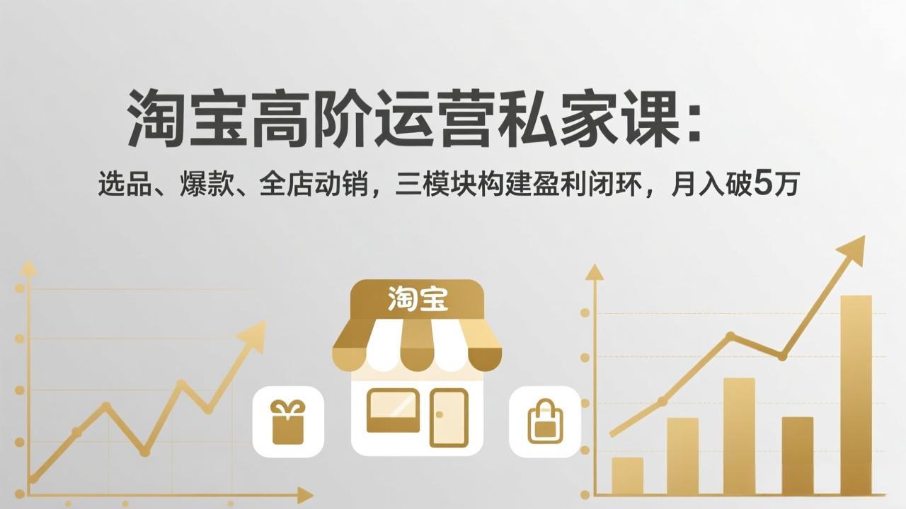 淘宝高阶运营私家课：选品、爆款、全店动销，三模块构建盈利闭环，月入破5万(更新26年2月-天云资源网