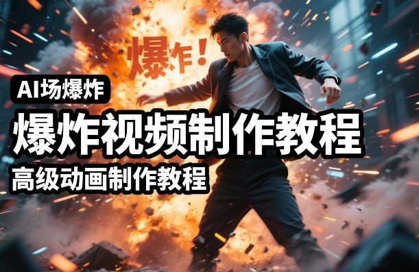 AI场景爆炸视频制作教程，利用人物实拍视频制作出高级的动画特效-天云资源网