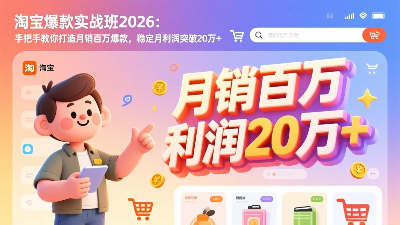 淘宝爆款实战班-2026年2月更新：手把手教你打造月销百万爆款，稳定月利润突破20万+-天云资源网