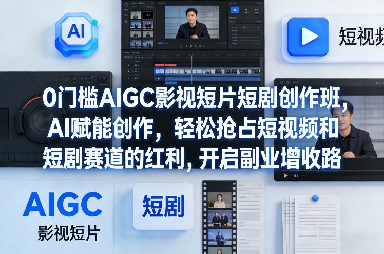 0门槛AIGC影视短片短剧创作班，AI赋能创作，轻松抢占短视频和短剧赛道的红利，开启副业增收路-天云资源网