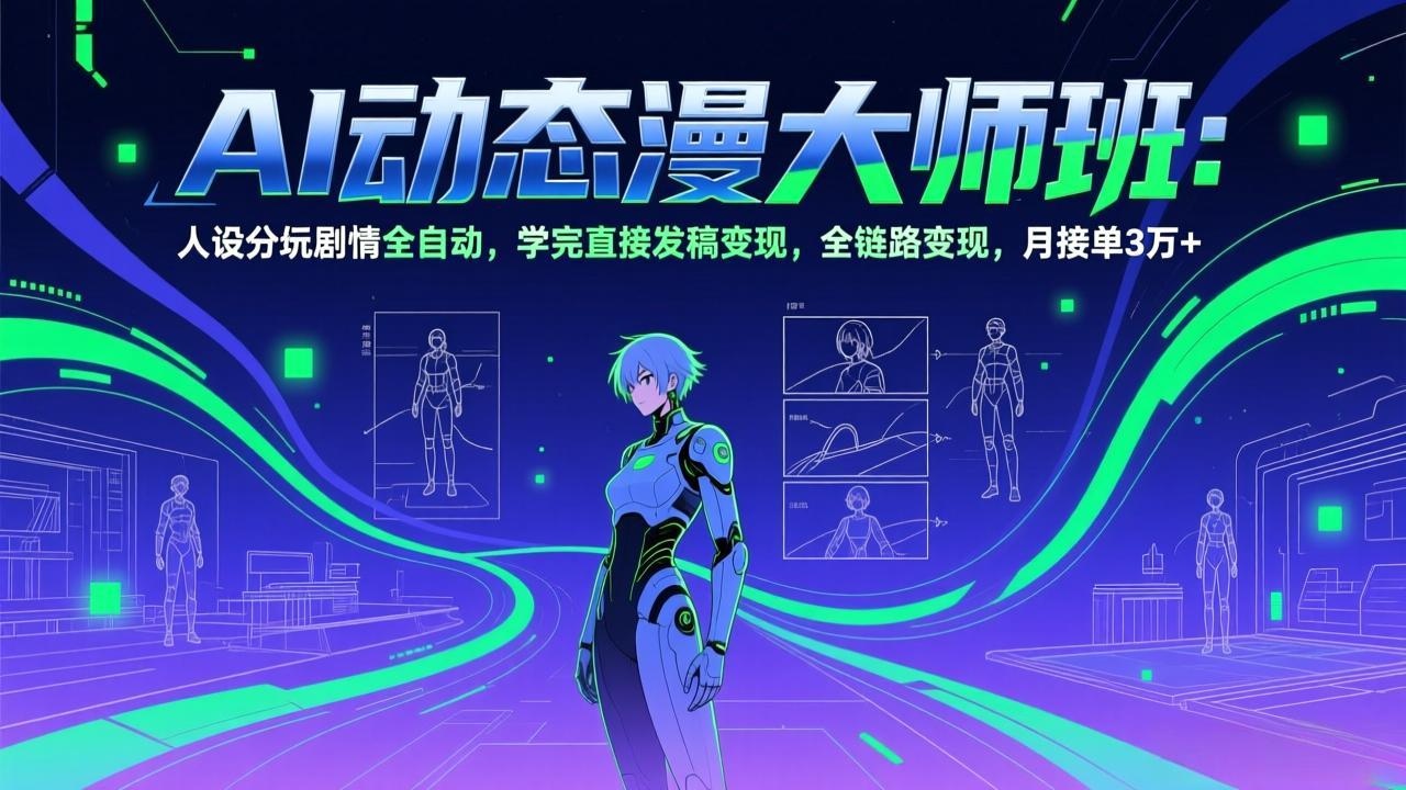 AI动态漫剧大师班：人设分镜剧情全自动，学完直接发稿变现，全链路变现，月接单3万+-天云资源网