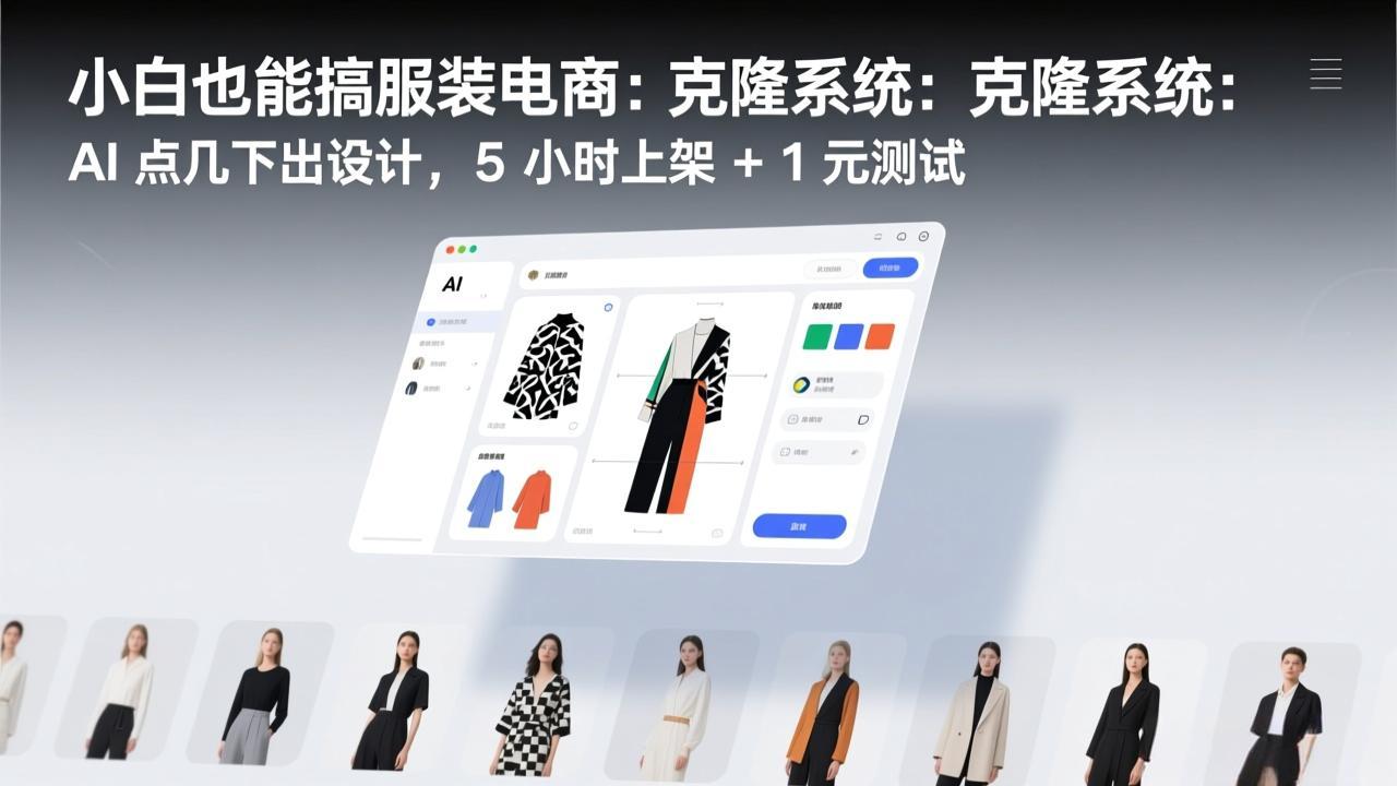 小白也能搞服装电商：克隆系统：AI 点几下出设计，5 小时上架 + 1 元测试-天云资源网