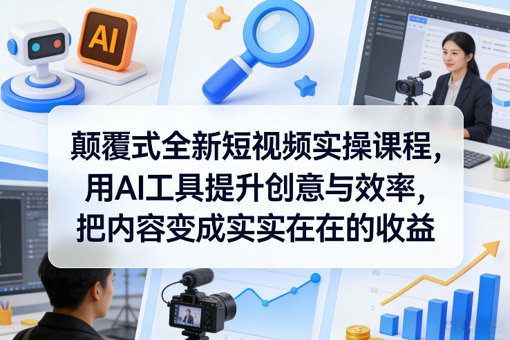 颠覆式全新短视频实操课程，用AI工具提升创意与效率，把内容变成实实在在的收益-天云资源网