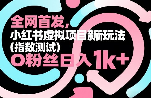 全网首发，小红书虚拟项目新玩法(指数测试)，0粉丝日入1k+，整个玩法完整拆解！-天云资源网