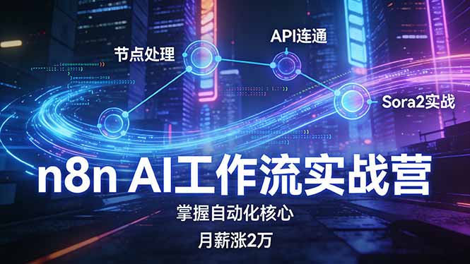 n8n AI工作流实战营，节点处理+API连通+Sora2实战，掌握自动化核心月薪涨2万-天云资源网