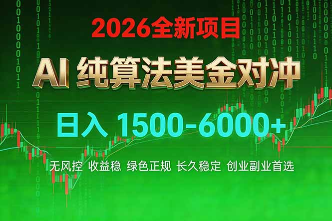 2026 全新美金对冲项目，不套平台赠金，不封号，纯算法对冲，日入 1500-6000+-天云资源网