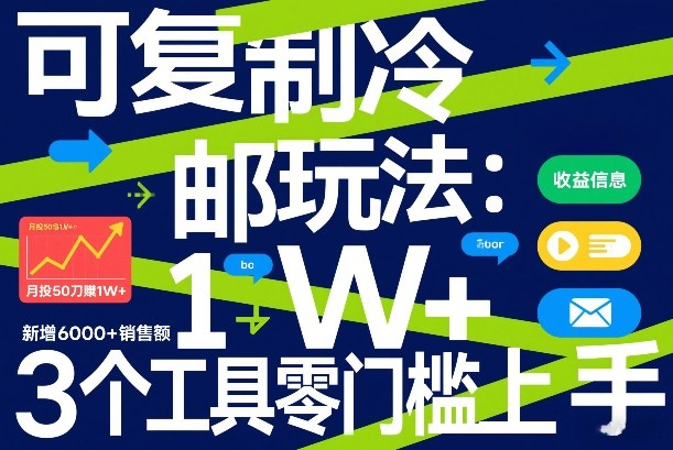 可复制冷邮件玩法：月投50刀賺1W+，新增6000+销售额，3个工具零门槛上手-天云资源网