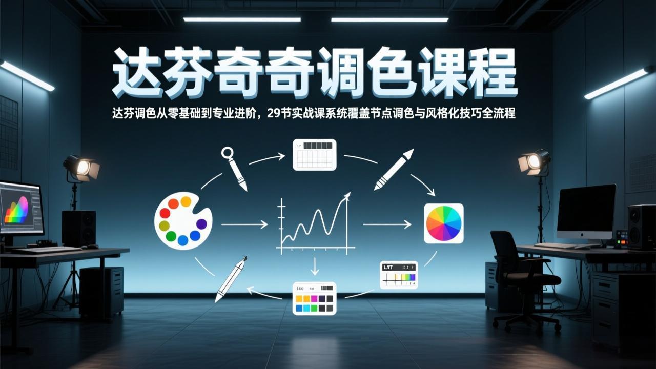 达芬奇调色从零基础到专业进阶，29节实战课系统覆盖节点调色与风格化技巧全流程-天云资源网