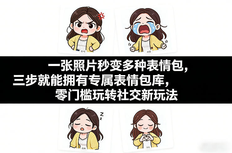 一张照片秒变多种表情包，三步就能拥有专属表情包库，零门槛玩转社交新玩法【文档】-天云资源网