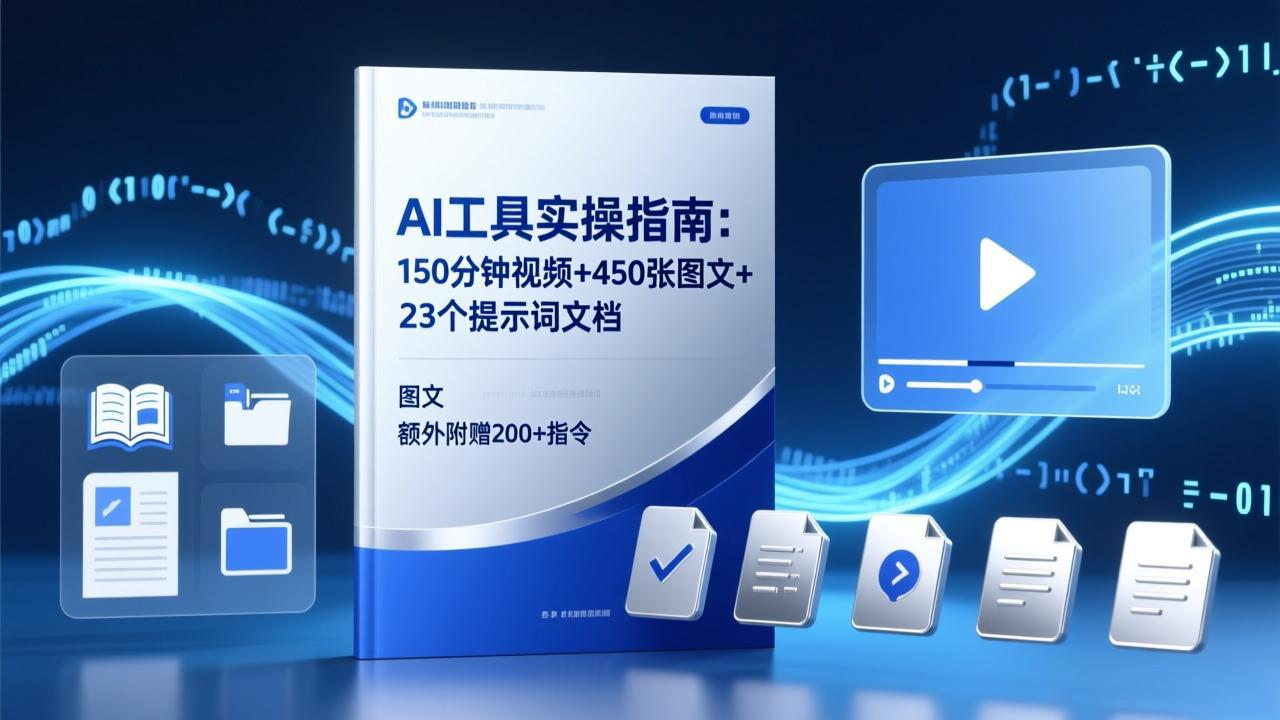 AI工具实操指南：150分钟视频+450张图文+23个提示词文档，额外附赠200+指令-天云资源网