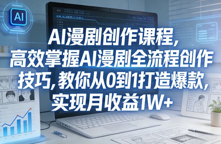 某社群AI漫剧创作课程，高效掌握AI漫剧全流程创作技巧，教你从0到1打造爆款，实现月收益1W+-天云资源网