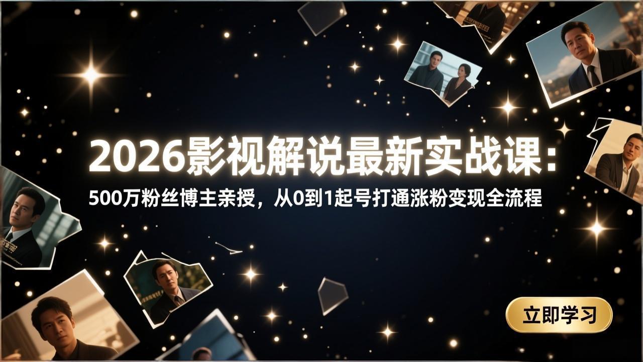2026影视解说最新实战课：500万粉丝博主亲授，从0到1起号打通涨粉变现全流程-天云资源网
