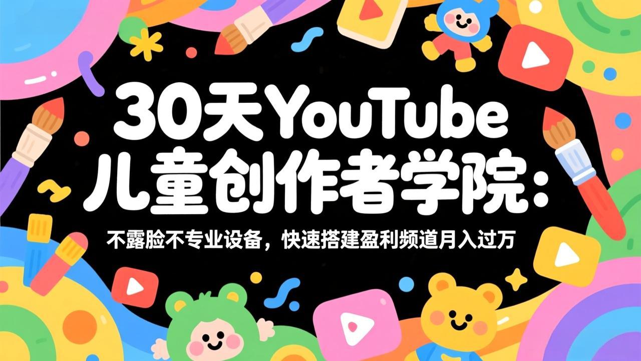 30天YouTube儿童创作者学院：不露脸不专业设备，快速搭建盈利频道月入过万-天云资源网