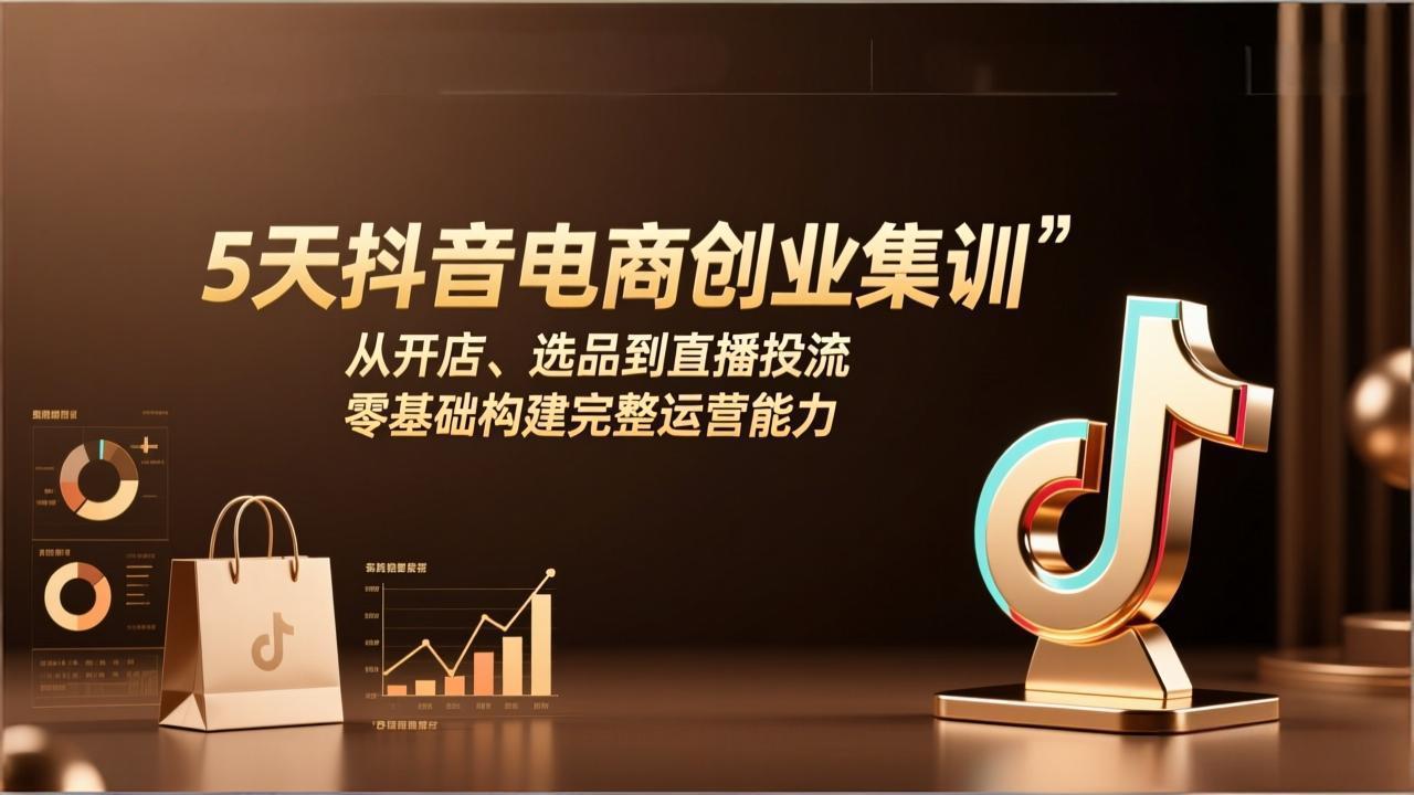 5天抖音电商创业集训：从开店、选品到直播投流，零基础构建完整运营能力-天云资源网
