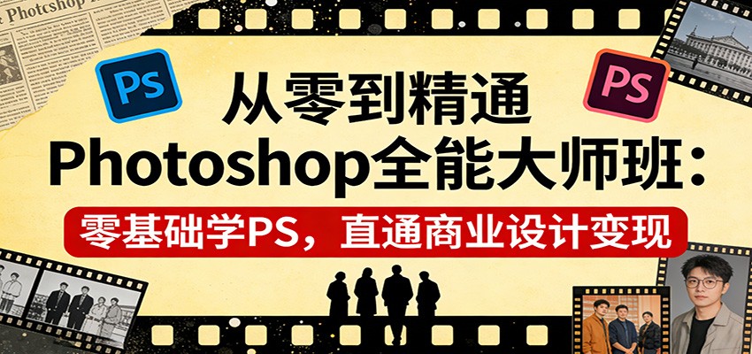 从零到精通Photoshop全能大师班：零基础学PS，直通商业设计变现-天云资源网