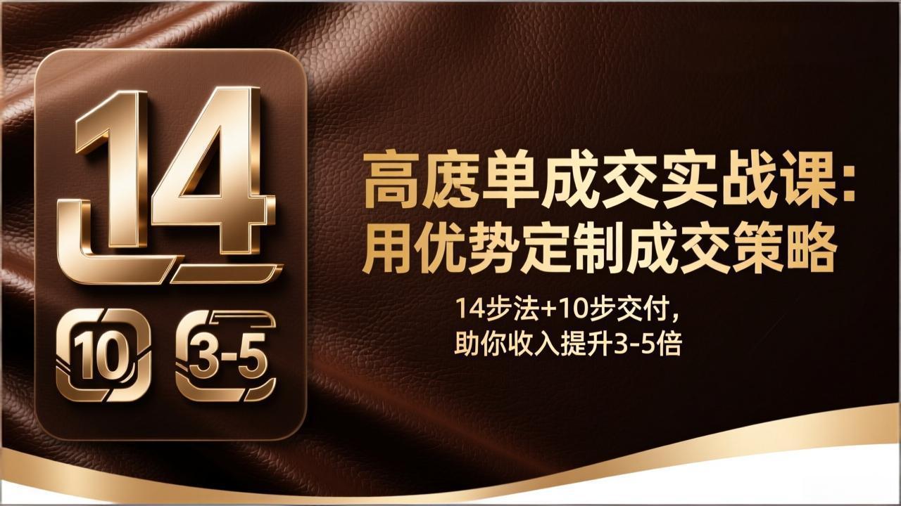 高客单成交实战课：用优势定制成交策略，14步法+10步交付，助你收入提升3-5倍-天云资源网