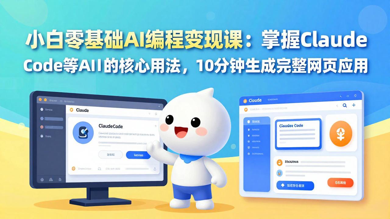 小白零基础AI编程变现课：掌握Claude Code等AI工具的核心用法，10分钟生成完整网页应用-天云资源网