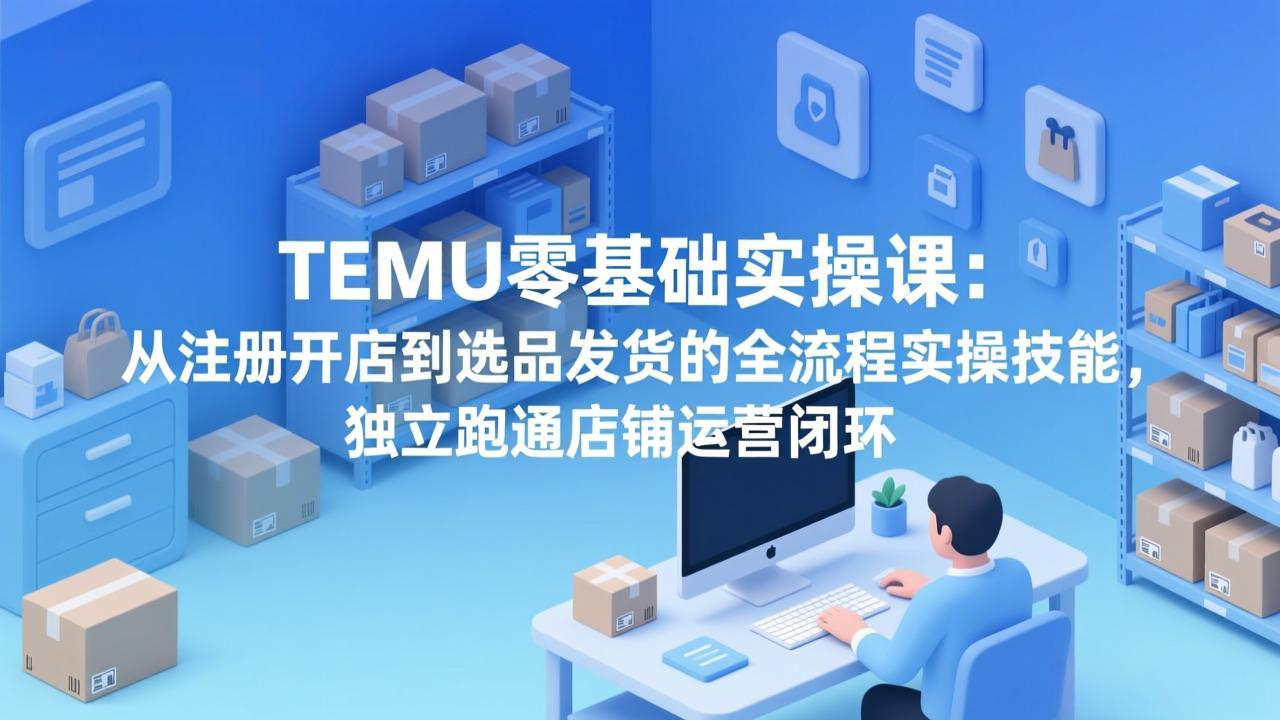 TEMU零基础实操课：从注册开店到选品发货的全流程实操技能，独立跑通店铺运营闭环-天云资源网