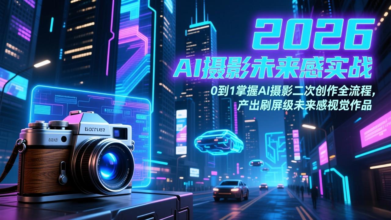 2026 AI摄影未来感实战：0到1掌握AI摄影二次创作全流程，产出刷屏级未来感视觉作品-天云资源网