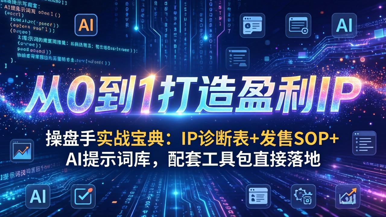操盘手实战宝典：IP诊断表+发售SOP+AI提示词库，配套工具包直接落地，从0到1打造盈利IP-天云资源网