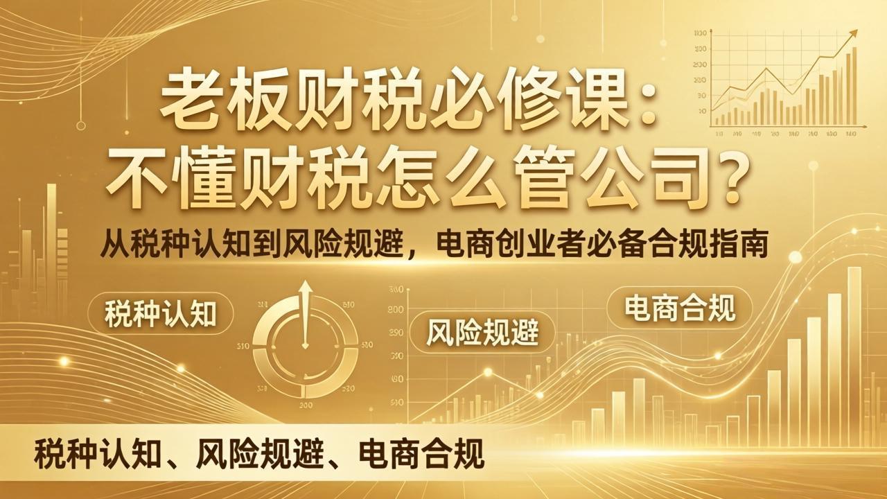 老板财税必修课：不懂财税怎么管公司？从税种认知到风险规避，电商创业者必备合规指南-天云资源网