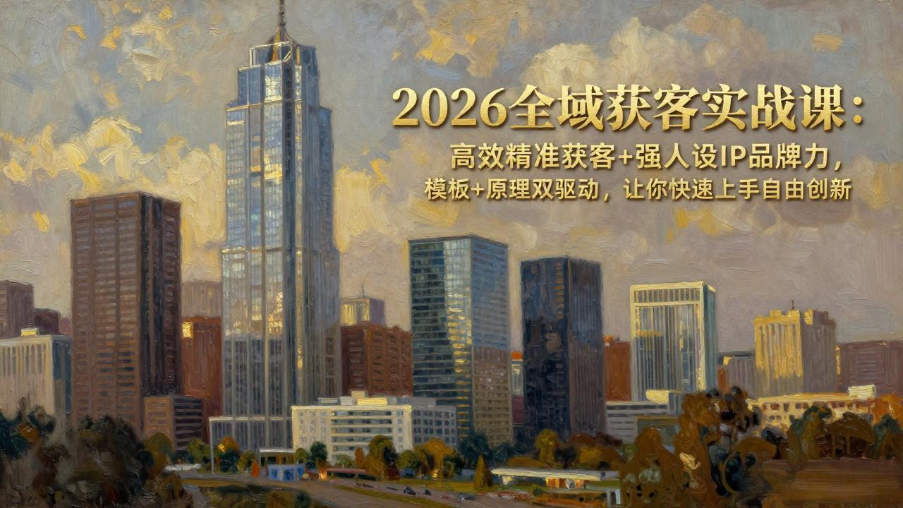 2026全域获客实战课：高效精准获客+强人设IP品牌力，模板+原理双驱动，让你快速上手自由创新-天云资源网