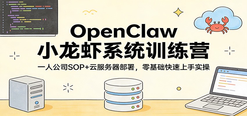 OpenClaw小龙虾系统训练营：一人公司SOP，云服务器部署，零基础快速上手实操-天云资源网