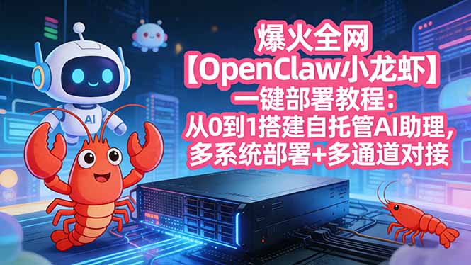 爆火全网【OpenClaw 小龙虾】一键部署教程：从0到1搭建自托管AI助理，多系统部署+多通道对接-天云资源网