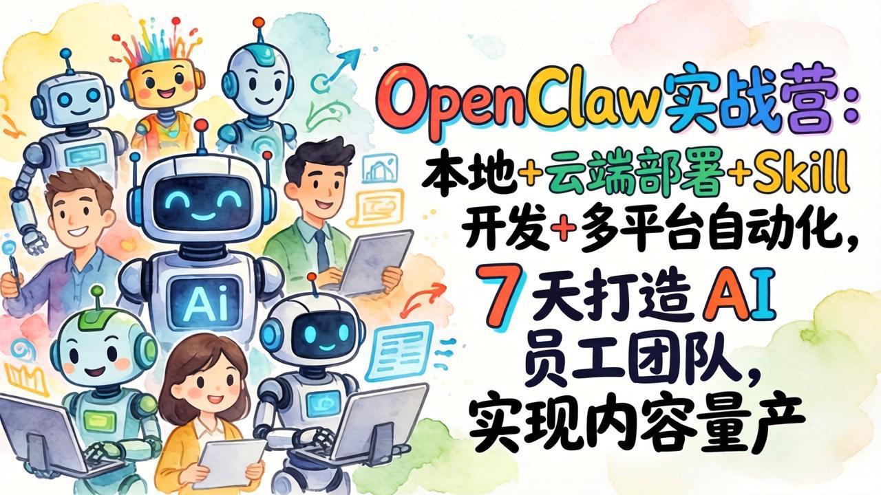 OpenClaw实战营：本地+云端部署+Skill开发+多平台自动化，7 天打造 AI 员工团队，实现内容量产-天云资源网