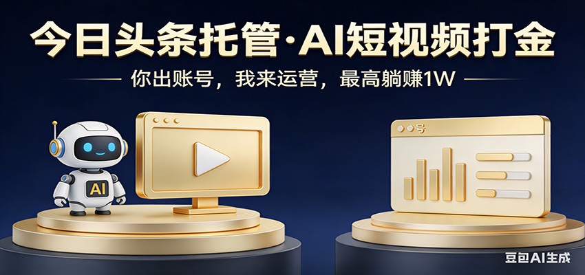 头条号AI托管，我提供作品，你提供账号，每天5分钟发布，小白躺赚3000+-天云资源网