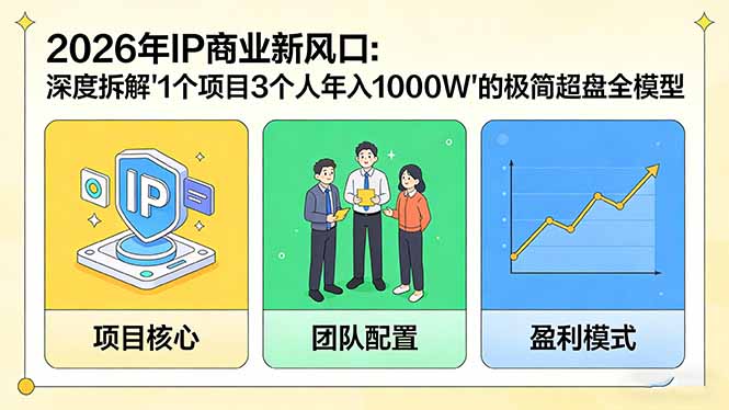 2026年IP商业新风口：深度拆解“1个项目3个人年入1000W”的极简超盘全模型-天云资源网