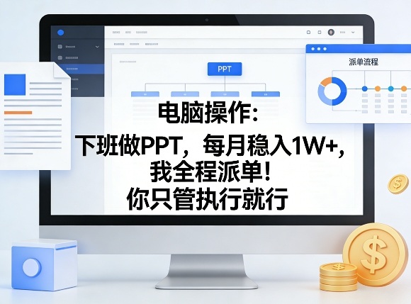 电脑操作：下班做PPT，每月稳入1W+，我全程派单！你只管执行就行【揭秘】-天云资源网