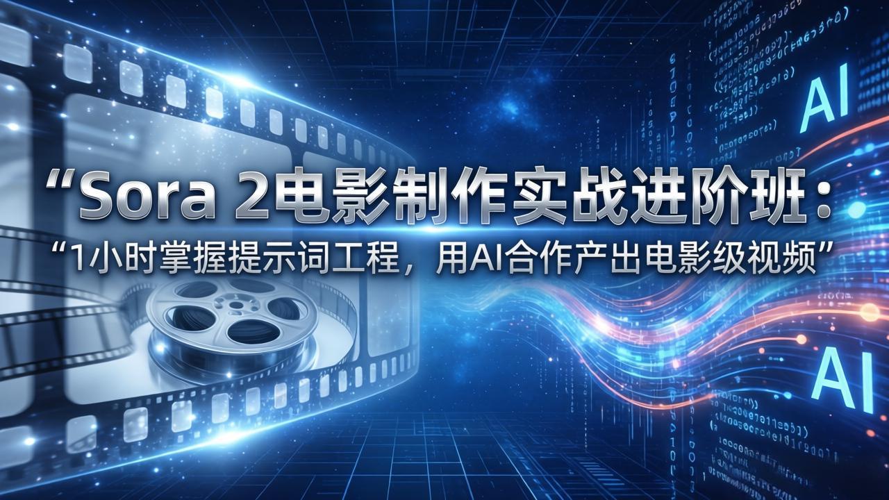 Sora 2电影制作实战进阶班：1小时掌握提示词工程，用AI合作产出电影级视频-天云资源网