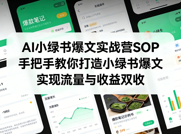 AI小绿书爆文实战营SOP，手把手教你打造小绿书爆文，实现流量与收益双收-天云资源网