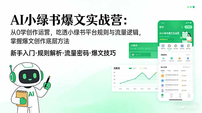 AI 小绿书爆文实战营：从0学创作运营，吃透小绿书平台规则与流量逻辑，掌握爆文创作底层方法-天云资源网