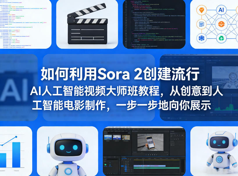 如何利用Sora 2创建流行AI人工智能视频大师班教程，从创意到人工智能电影制作，一步一步地向你展示-天云资源网
