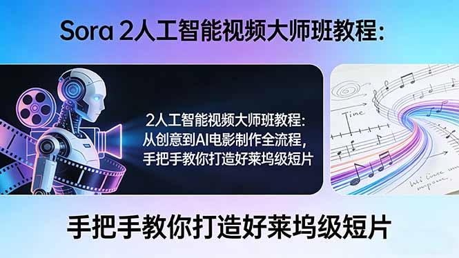 Sora 2人工智能视频大师班教程：从创意到AI电影制作全流程，手把手教你打造好莱坞级短片-天云资源网