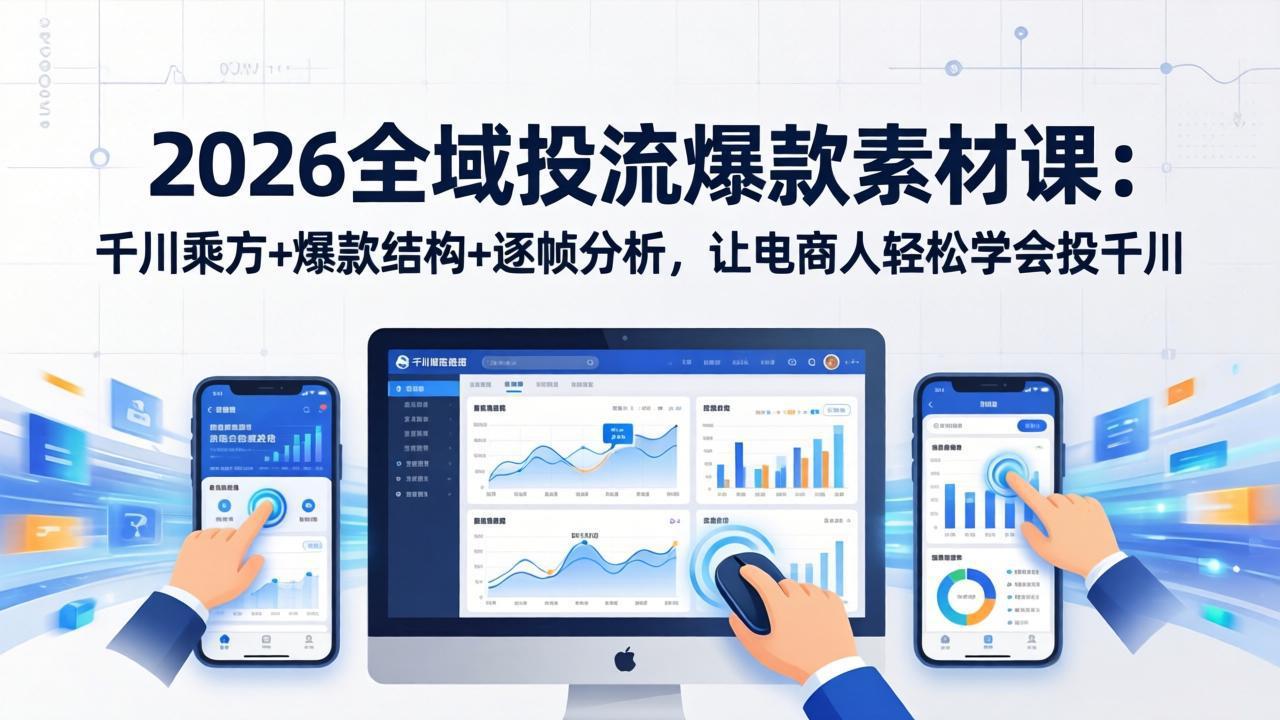 2026全域投流爆款素材课：千川乘方+爆款结构+逐帧分析，让电商人轻松学会投千川-天云资源网