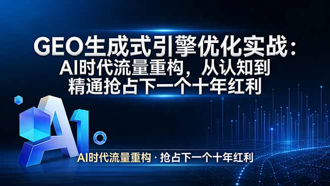 GEO 生成式引擎优化实战：AI时代流量重构，从认知到精通抢占下一个十年红利-天云资源网