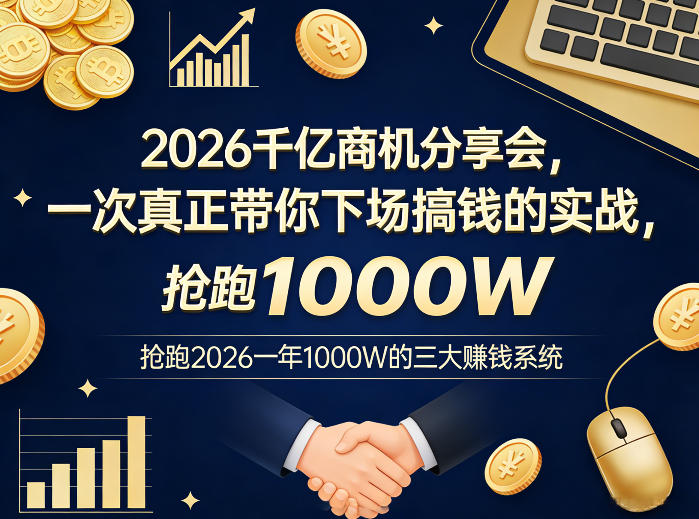 2026千亿商机分享会，一次真正带你下场搞钱的实战，抢跑2026一年1000W的三大賺钱系统-天云资源网
