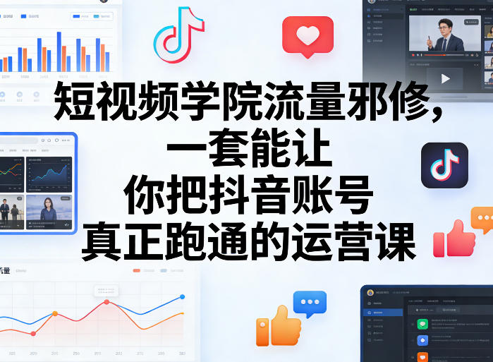 短视频学院流量邪修，一套能让你把抖音账号真正跑通的运营课-天云资源网