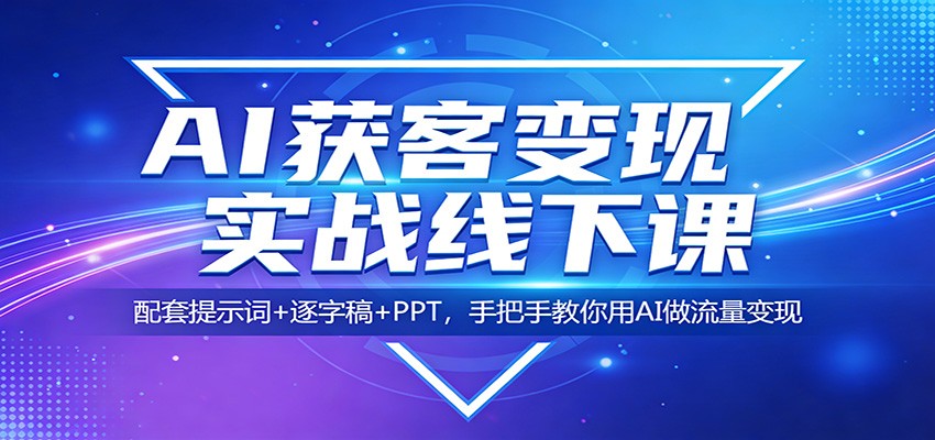 AI获客变现实战线下课：配套提示词+逐字稿+PPT，手把手教你用AI做流量变现-天云资源网
