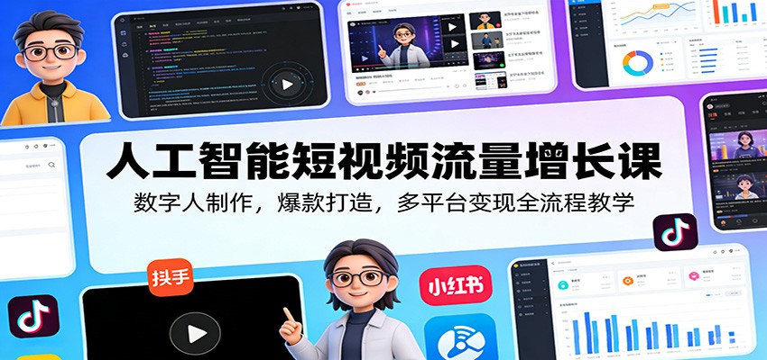 人工智能短视频流量增长课：数字人制作，爆款打造，多平台变现全流程教学-天云资源网