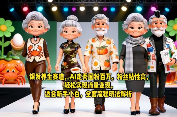 银发养生赛道，AI走秀圈粉百万，粉丝粘性高，轻松实现流量变现，适合新手小白，全套流程玩法解析-天云资源网