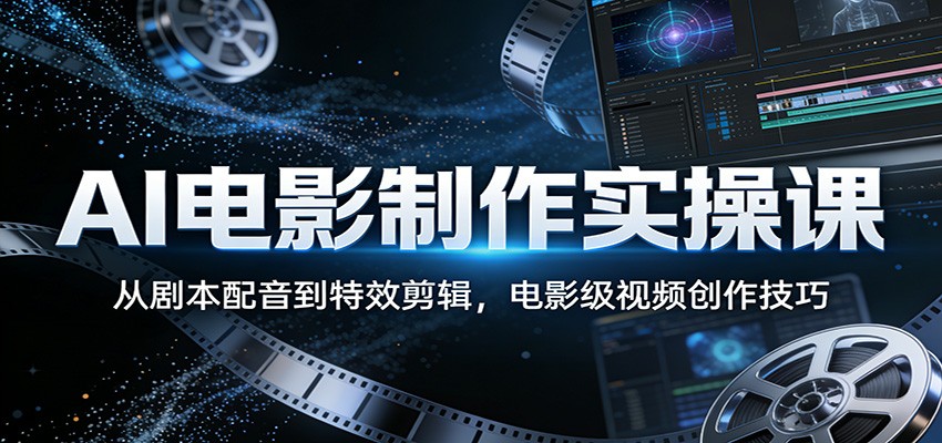 AI电影制作实操课：从剧本配音到特效剪辑，电影级视频创作技巧-天云资源网