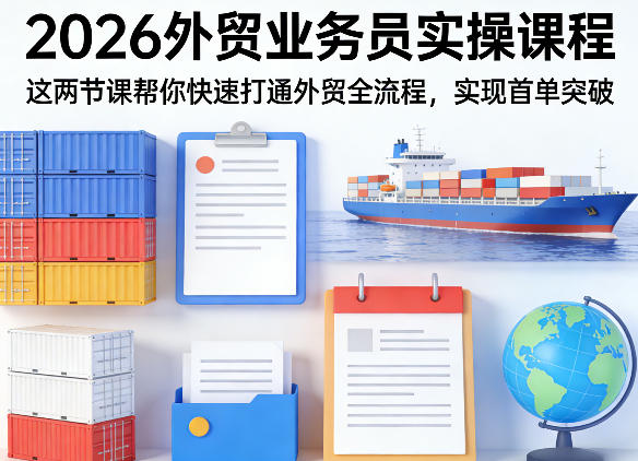 2026外贸业务员实操课程，这两节课帮你快速打通外贸全流程，实现首单突破-天云资源网