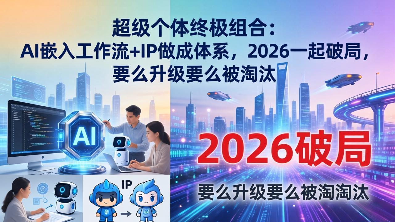 超级个体终极组合：AI嵌入工作流+IP做成体系，2026一起破局，要么升级要么被淘汰-天云资源网
